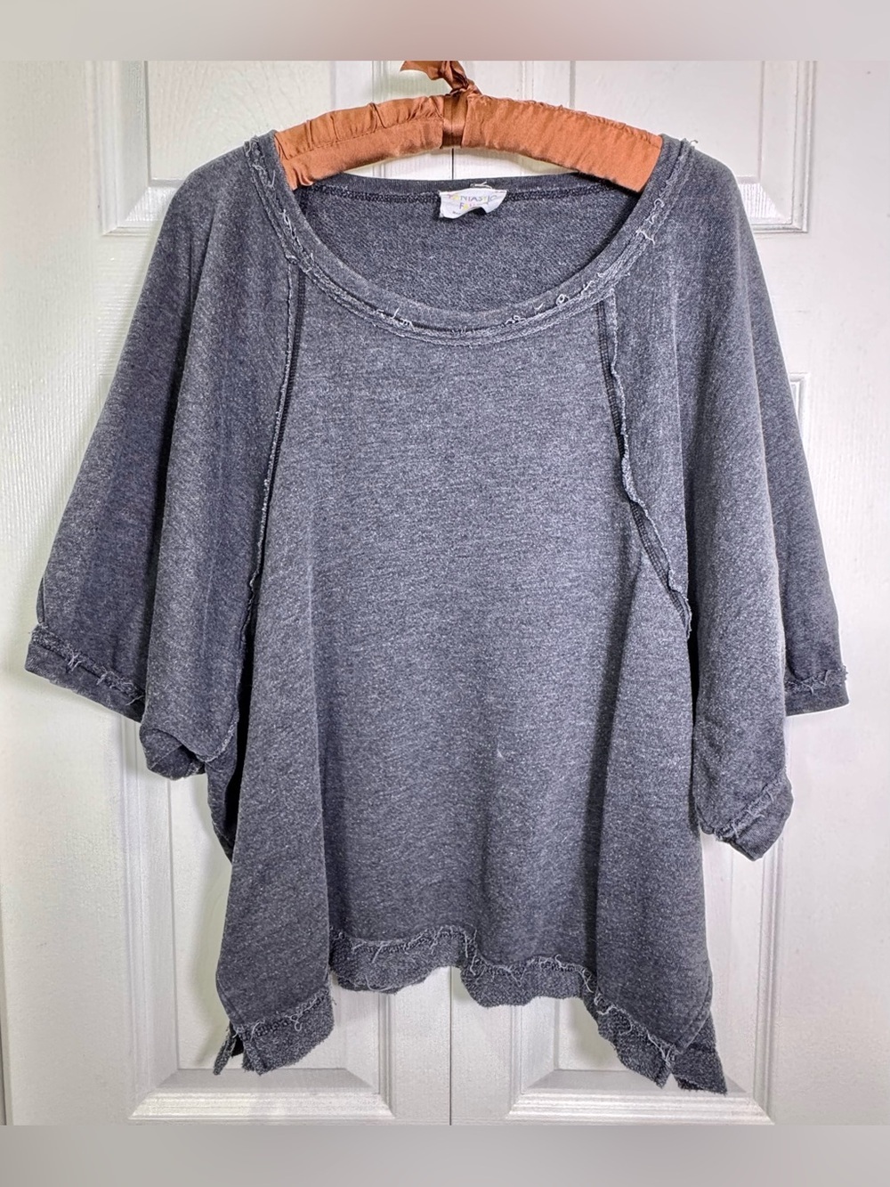 Fantastic Fawn Oversized 3/4 Sleeve Sweatshirt Top Gray Size M